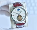 Replica Patek Philippe Complications White Dial Silver Bezel Brown Leather Strap Watch